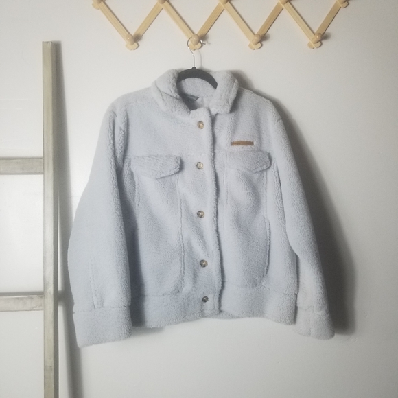 SIMPLY SOUTHERN GRAYISH BLUE FLEECE COAT SIZE LARGE - Picture 1 of 14
